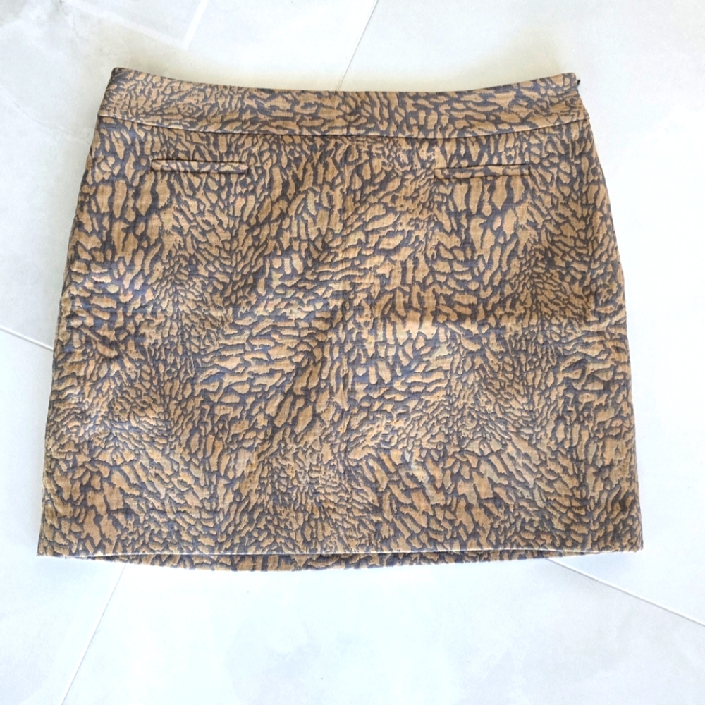 Loft Textured Mini Skirt - Tan and Blue - Size 14